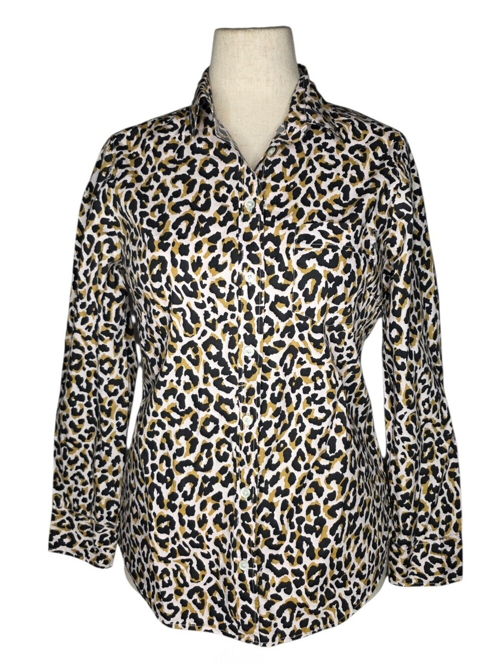 J.Crew Leopard Print Cotton Button Up Shirt Blouse Animal Print Medium
